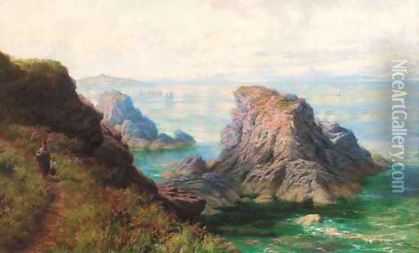 Peel Harbour, Isle of Man Oil Painting - Thomas Rose Miles