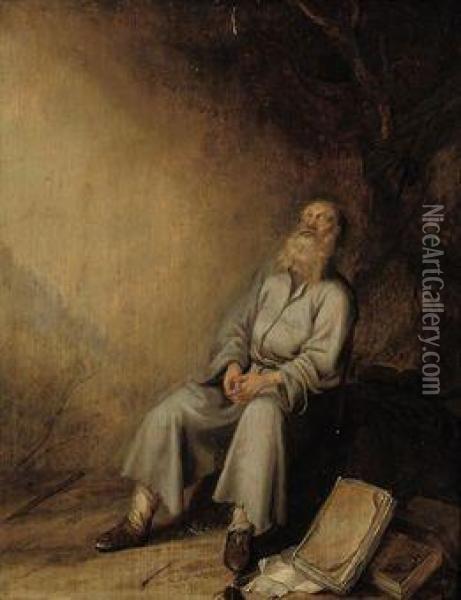 Jeremiah Mourning The Destruction Of Jerusalem Oil Painting - Paulus Lesire