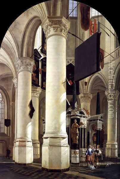 Interior of the Nieuwe Kerk, Delft, with the Tomb of William the Silent Oil Painting - Gerard Houckgeest