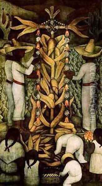 The Corn Festival Oil Painting - Diego Rivera