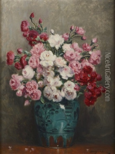 Bouquet De Roses Oil Painting - Paul Bellanger-Adhemar