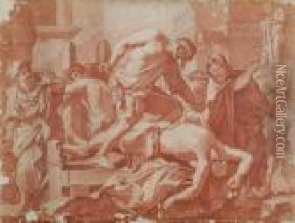 The Maytyrdom Of St. Bartholomew Oil Painting - Nicolas Poussin