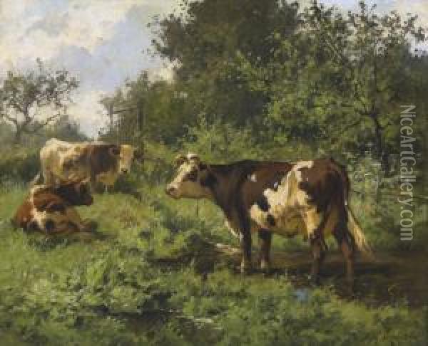 Weidende Kuhe An Einem Sommertag Oil Painting - Aymar Pezant