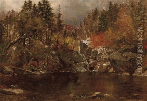 Pond In Autumn Oil Painting - Samuel Lancaster Gerry