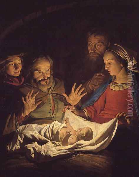 The Adoration of the Shepherds Oil Painting - Matthias Stomer