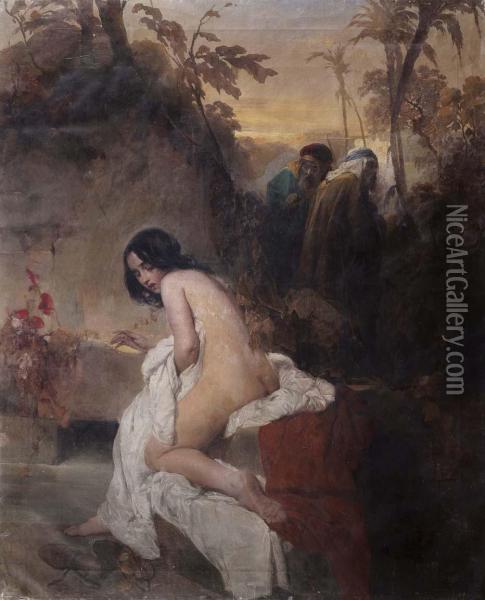 La Casta Susanna Oil Painting - Domenico Induno