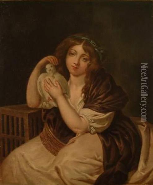 Jeune Fille Et Sa Colombe Oil Painting - Jean Baptiste Greuze