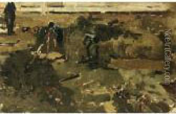 ``grondwerkers' Oil Painting - George Hendrik Breitner