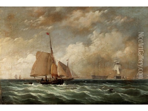Sailing Ship In The Port Of Copenhagen Oil Painting - Jean Altamoura