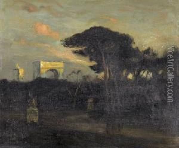 Forum Romanum Im Abendrot Oil Painting - Hans Fred. Emanuel Van Schennis