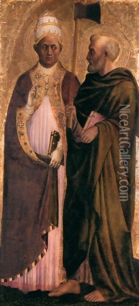 Pope Gregory the Great () and St Matthias Oil Painting - Tommaso Masolino (da Panicale)