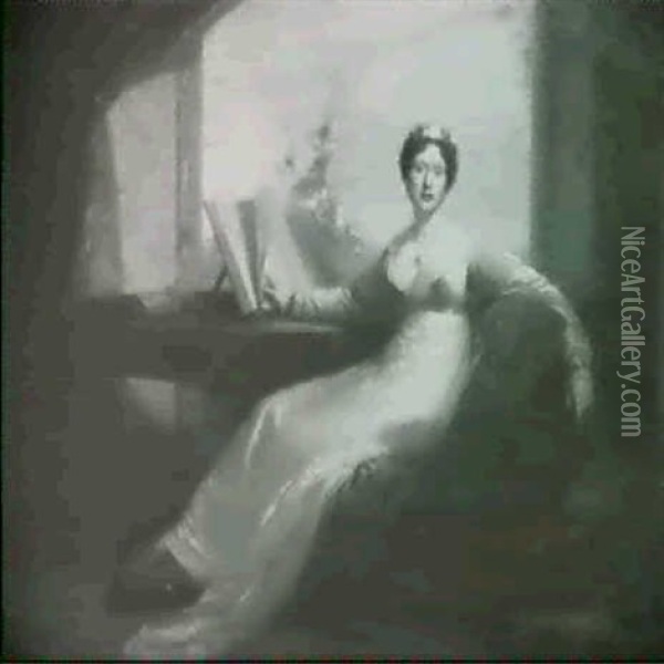 Portrait Of A Lady, Said To Be Caroline Murat Oil Painting - Pierre-Paul Prud'hon