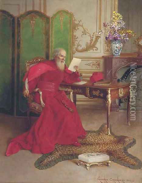 The Cardinal reading a letter Oil Painting - Georges Croegaert