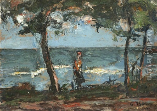 At The Seaside Oil Painting - Gheorghe Petrascu