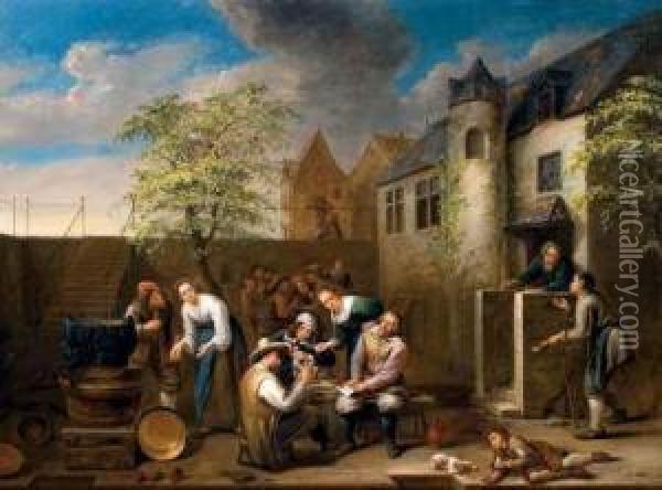 La Partie De Cartes Oil Painting - Gillis van Tilborgh