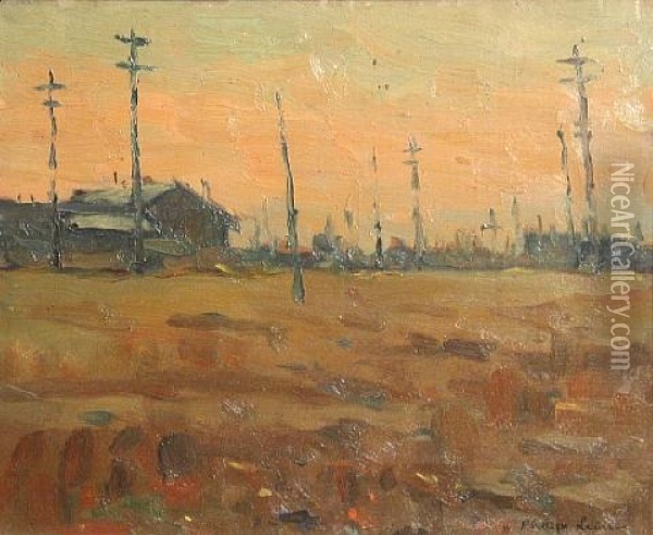 Sunset At Estuary Oil Painting - Phillips Frisbee Lewis