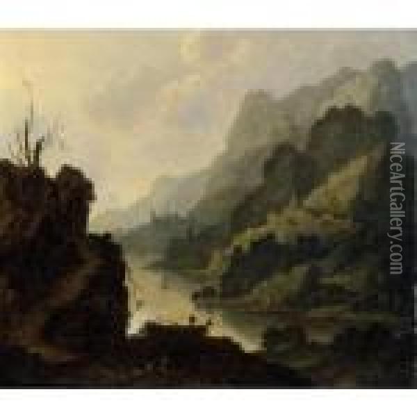 Rocky River Landscape Oil Painting - Herman Saftleven