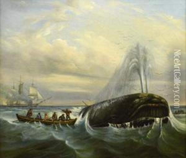 La Peche A La Baleine Oil Painting - A. Tardif