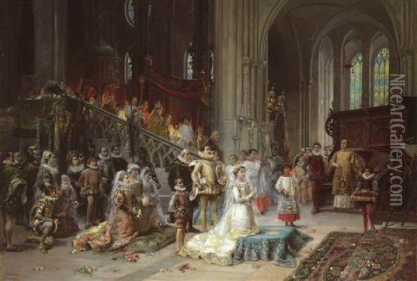 A Coronation Oil Painting - Cesare Auguste Detti