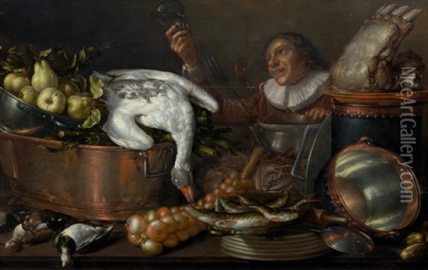 Kitchen Still Life Oil Painting - Cornelis Jacobsz Delff