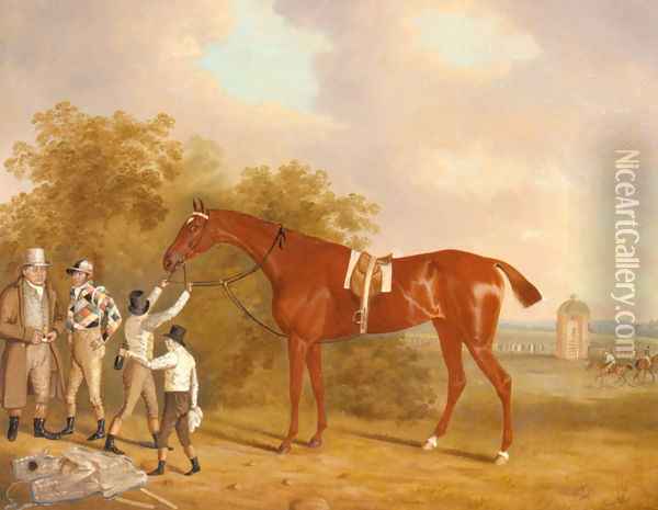 Mr. Watt's Altisidora, Winner of the 1813 St. Leger Oil Painting - Clifton Tomson