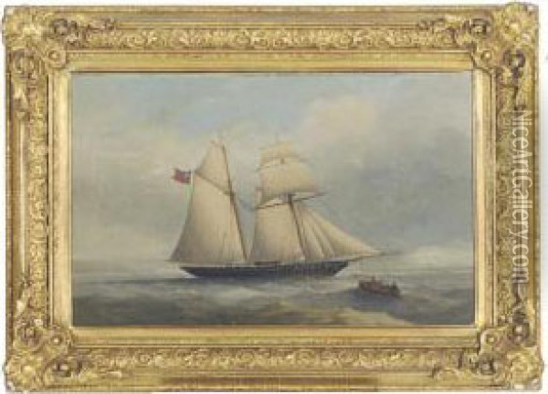 A Topsail Schooner Off The Coast Oil Painting - Condy, Nicholas Matthews