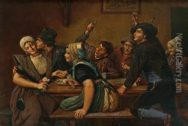 Tavern Scene Oil Painting - Eugene Siberdt