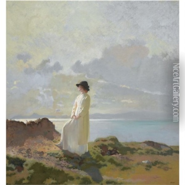 On The Cliff, Dublin Bay, Morning Oil Painting - Sir William Orpen