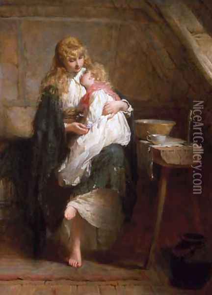 The Orphans Oil Painting - George Elgar Hicks