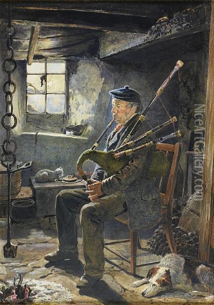 Tuning Up The Pipes Oil Painting - John Isaac Richardson