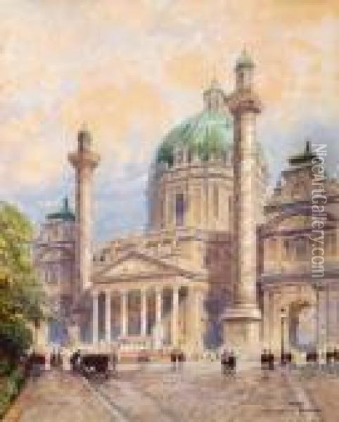Chiesa Di San Carlo A Vienna Oil Painting - Friedrich Frank