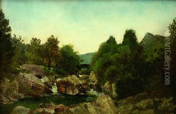 Flusslandschaft (+ Another; 2 Works) Oil Painting - Charles James Parry