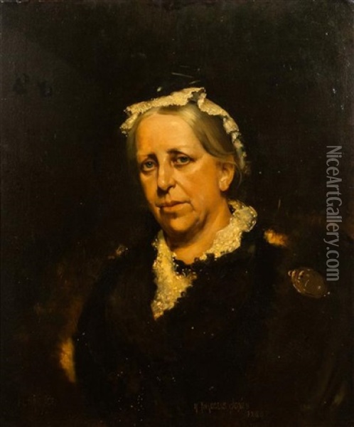 Portrait Of A Lady, Florence, 1883 Oil Painting - Henry Jones Thaddeus