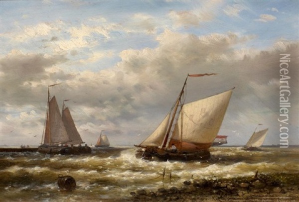 Marine. Segler Auf Der Zuiderzee Oil Painting - Abraham Hulk the Elder