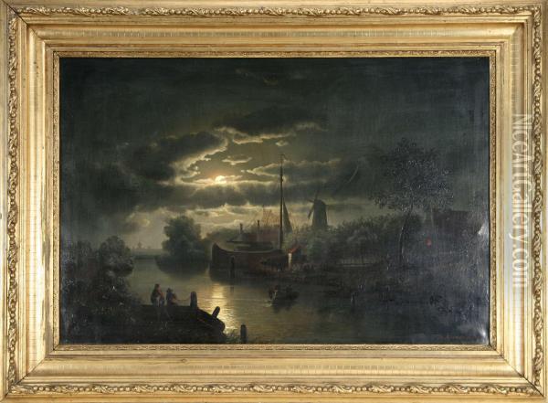 Fiskehamn I Mansken Oil Painting - Theodor Genenger