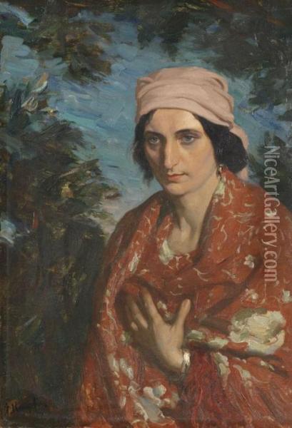 Frau Mit Turban Oil Painting - Arthur Kampf
