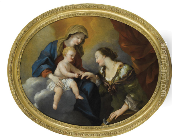 Le Mariage Mystique De Sainte Catherine Oil Painting - Giovanni Francesco Romanelli