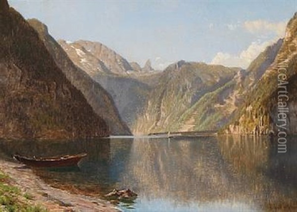 Scene From Konigssee Lake In Southeastern Bayern Oil Painting - Godfred Christensen