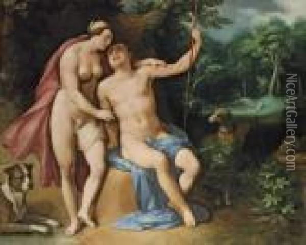 Venus And Adonis Oil Painting - Cornelis Cornelisz Van Haarlem