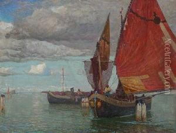 Fischerboote Oil Painting - Manuel Wielandt