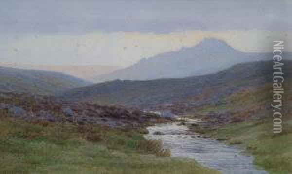 A Highland Stream Oil Painting - Alfred Mitchell