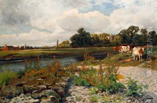 Shardlow On Trent, Derbyshire Oil Painting - Arthur William Redgate