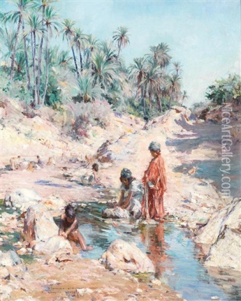 Laveuses Bedouines Oil Painting - Georges Gaste