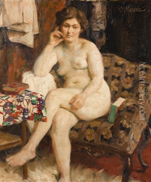 Nude Relaxing Oil Painting - Paul Paede