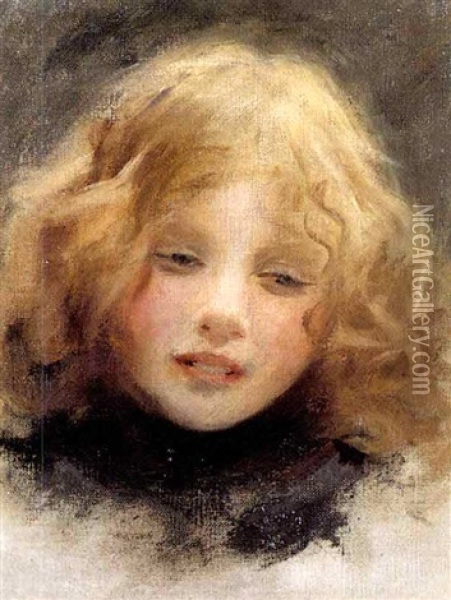 Study Of A Young Girl Oil Painting - Arthur John Elsley