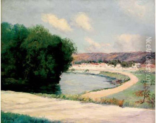 Village Au Bord De La Riviere Oil Painting - Paul Vogler