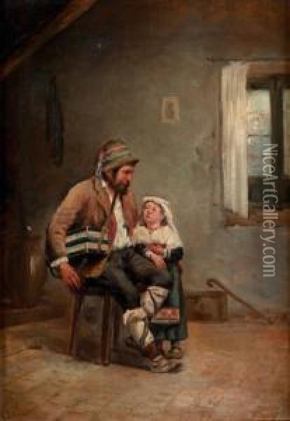 Padre E Hija Oil Painting - Agustin Salinas Y Teruel