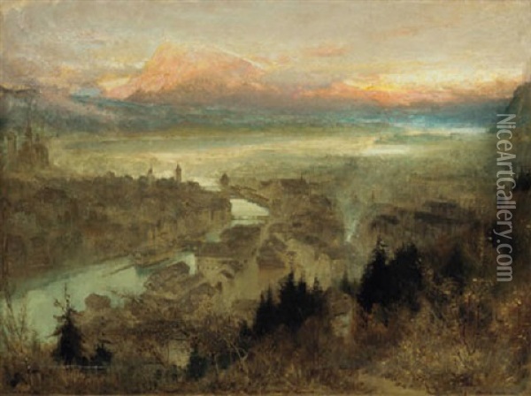 Lucerne At The Rigi Oil Painting - Albert Goodwin