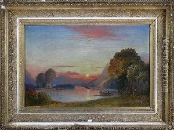 Rydal Lake Oil Painting - William Crawhall