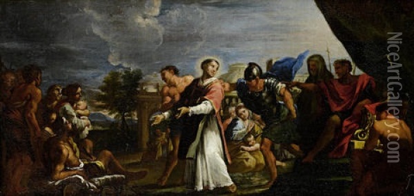 Saint Lawrence Presenting The Poor And The Sick Oil Painting - Pietro Locatelli